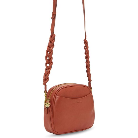 Women’s Leather Crossbody Bag Small Zipper Closure Braided Strap - Picture 5 of 5